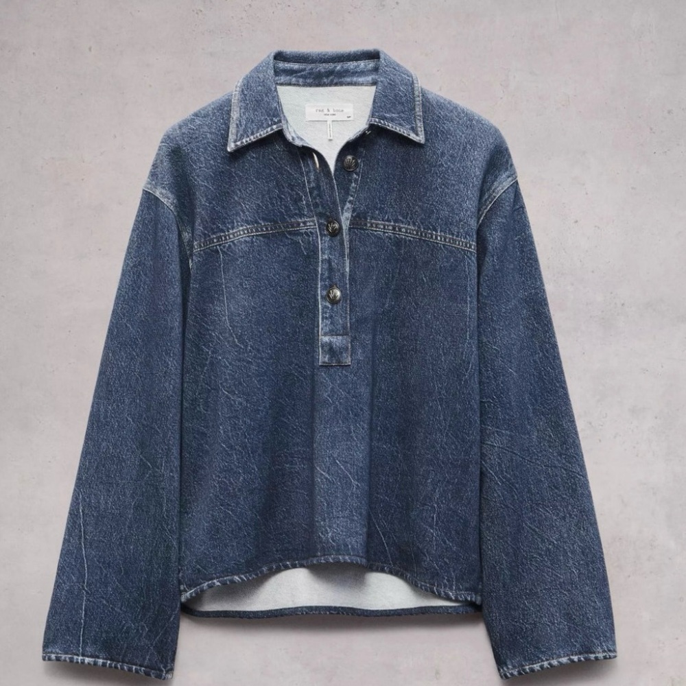 Rag& Bone Miramar Emily Popover Shirt in Penny Wash size small - Picture 3 of 6